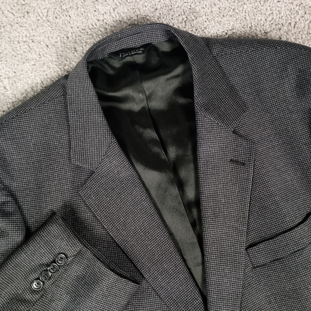 Joseph A Banks Houndstooth Wool 48L Mens Blazer
